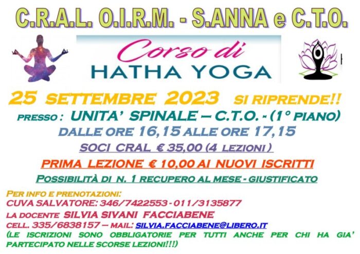 25 Settembre riparte corso di YOGA