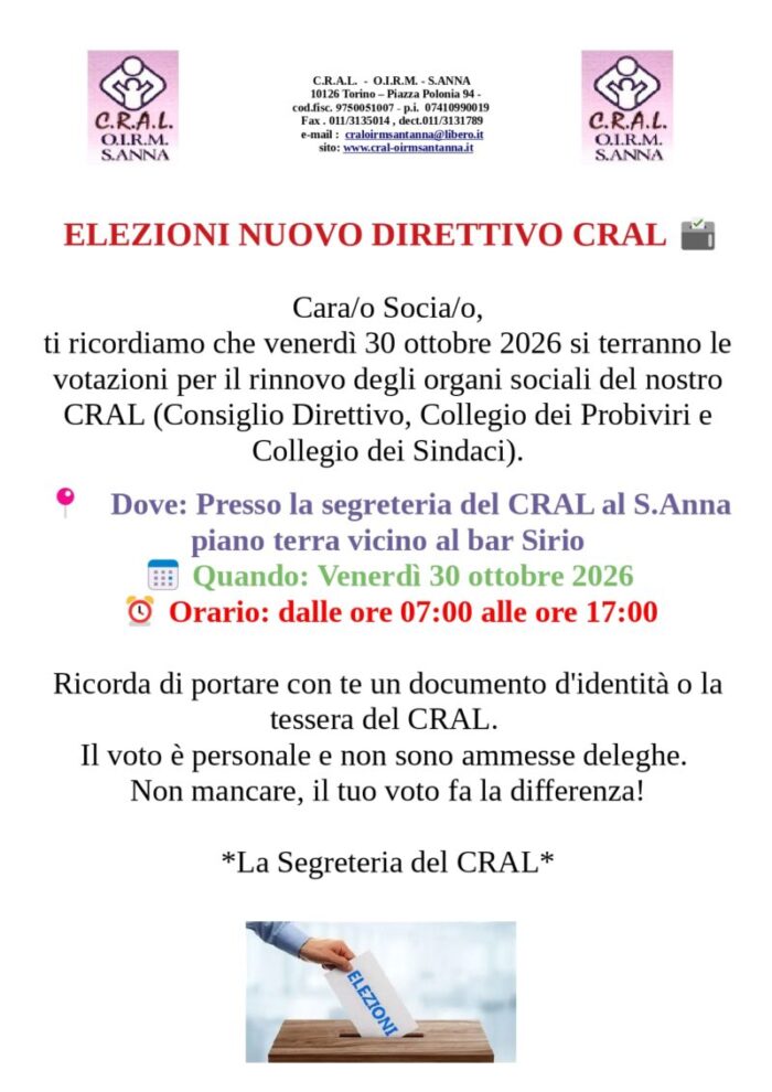 ELEZIONI  CRAL