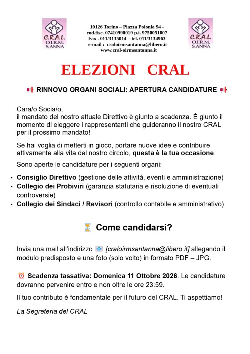 ELEZIONI  CRAL
